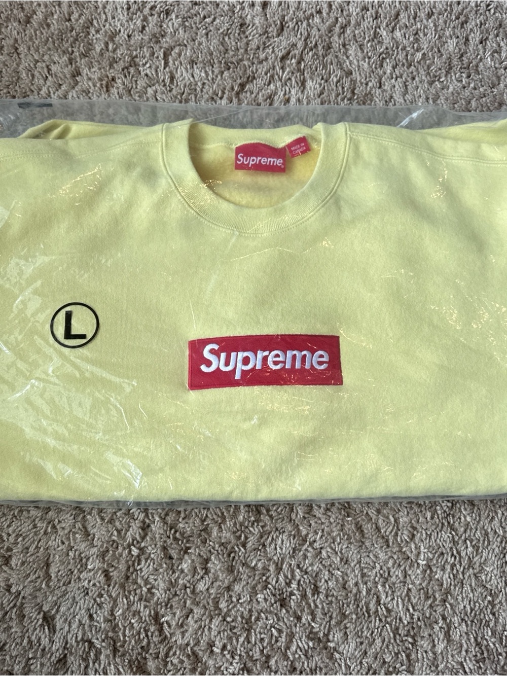 Supreme Pale Yellow Box Logo Crewneck